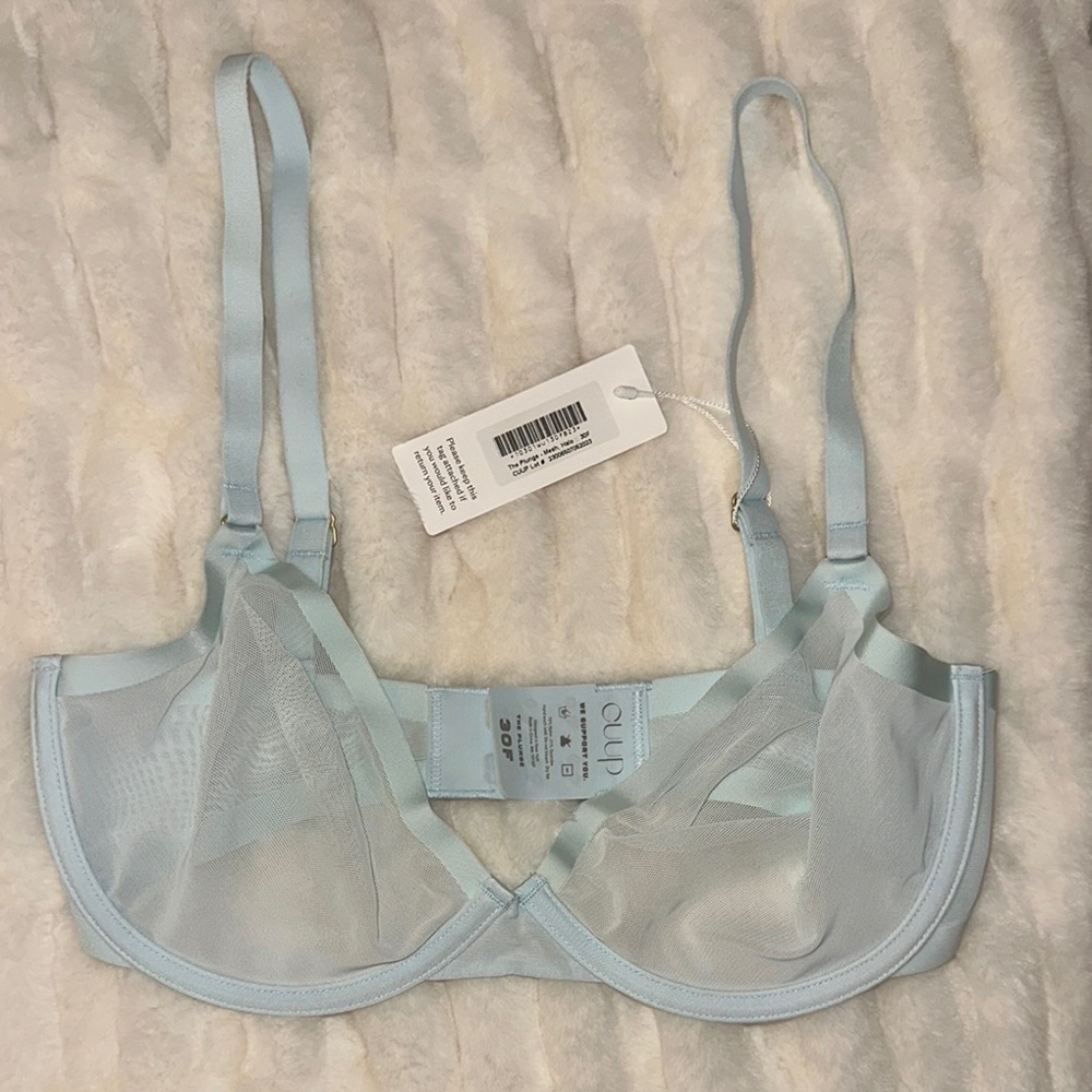 CUUP Light Blue Mesh Plunge Bra- 30F